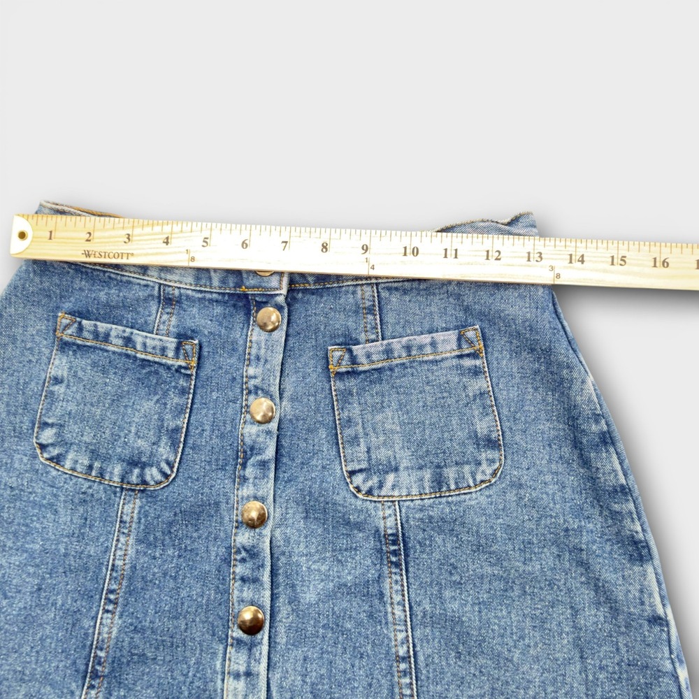 BDG Urban Outfitters Blue Denim Button Front Mini Skirt M Wash Small Indie Retro - Picture 11 of 13